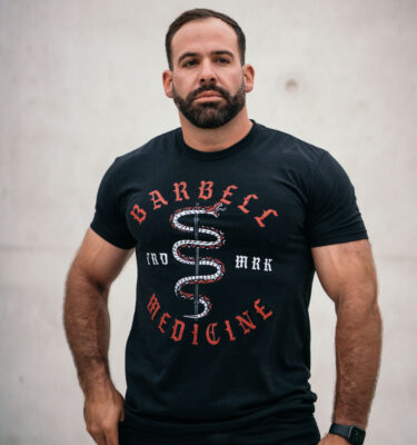 Barbell Medicine Rod Of Asclepius T-Shirt